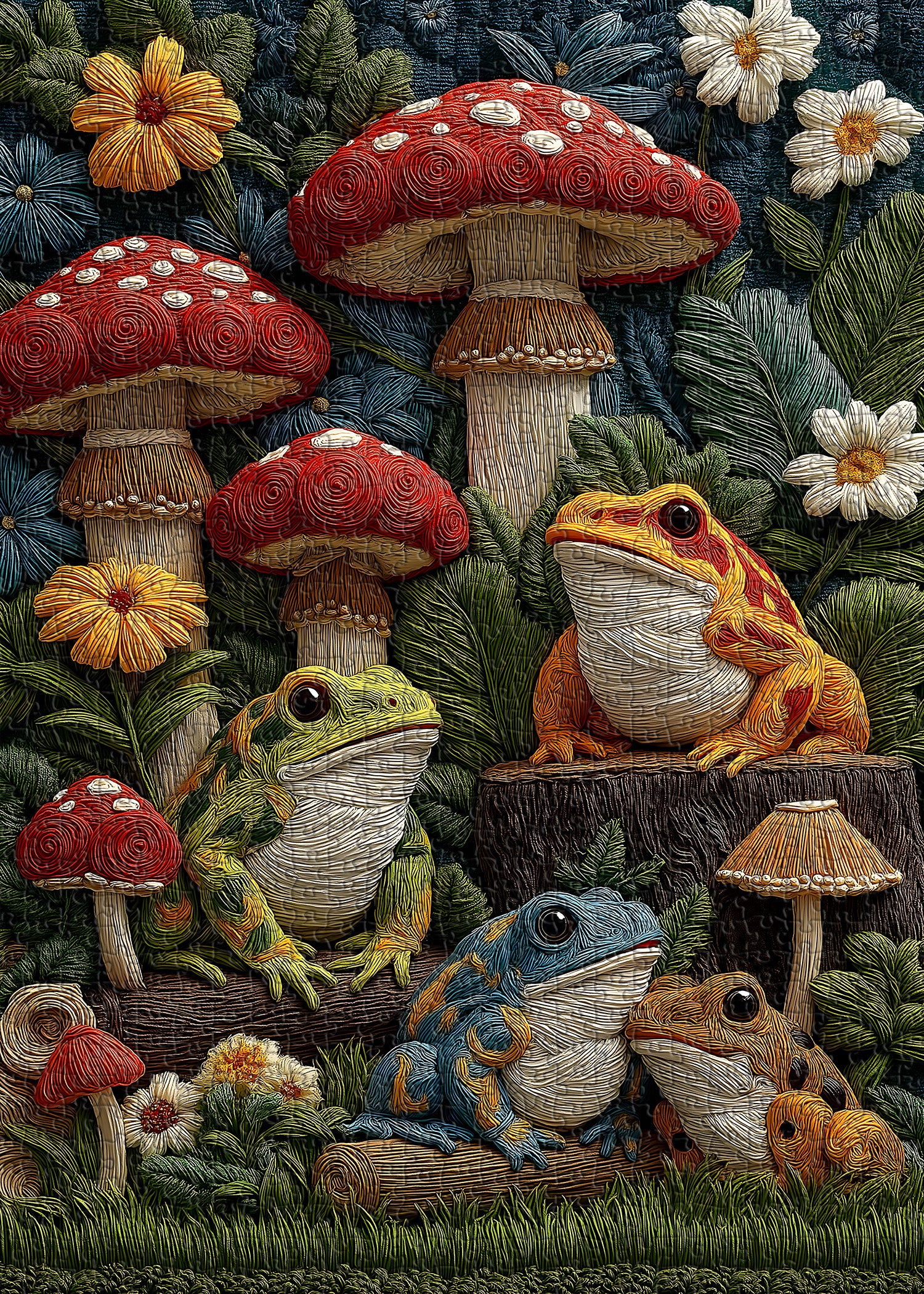 Fabric Frogs Jigsaw Puzzle 1000 Piece