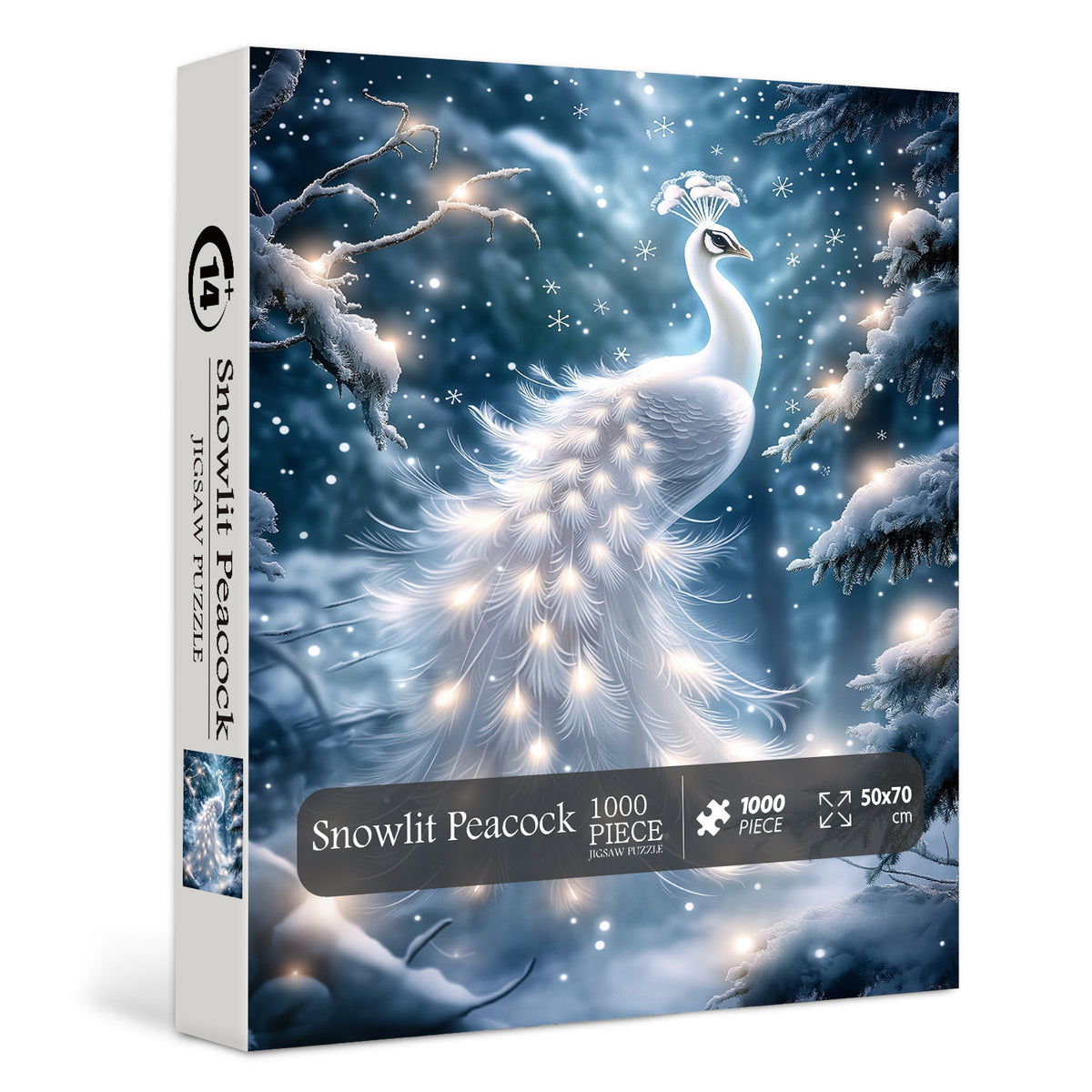 Schneebeleuchtetes Pfauen-Puzzle, 1000 Teile