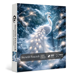 Schneebeleuchtetes Pfauen-Puzzle, 1000 Teile
