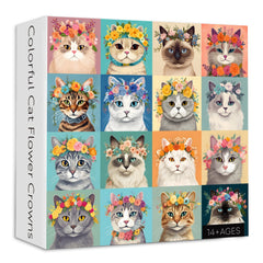 Puzzle de 1000 pièces de couronnes de fleurs de chat colorées