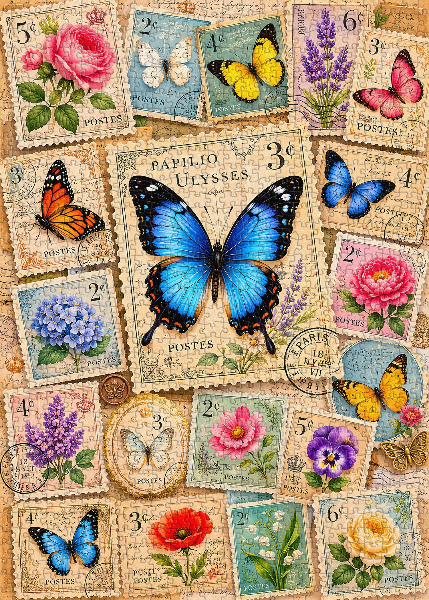 Butterfly Postage Jigsaw Puzzle 1000 Piece