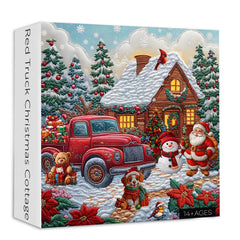 Red Truck Christmas Cottage Jigsaw Puzzles 1000 Pieces