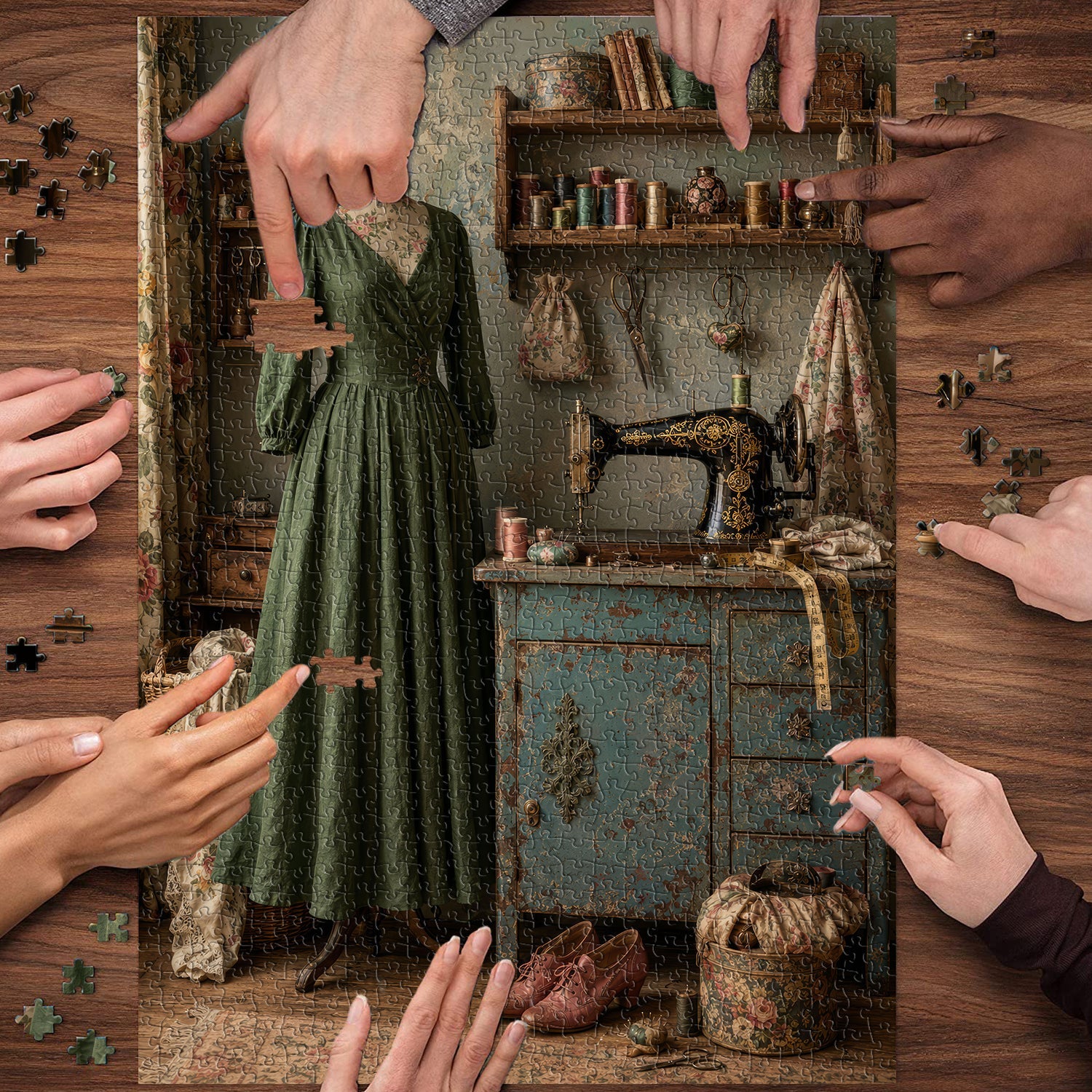 Vintage Sewing Nook Jigsaw Puzzle 1000 Piece