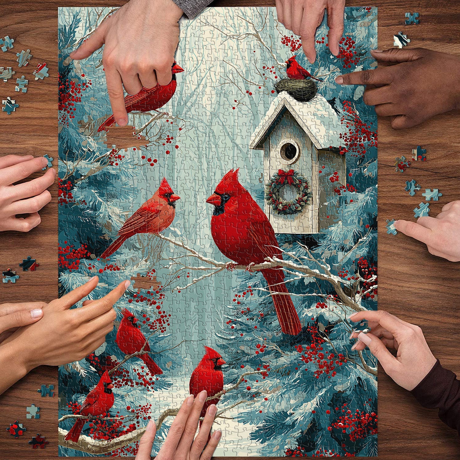 Cardinals in Winter Jigsaw Puzzle 1000 Piece