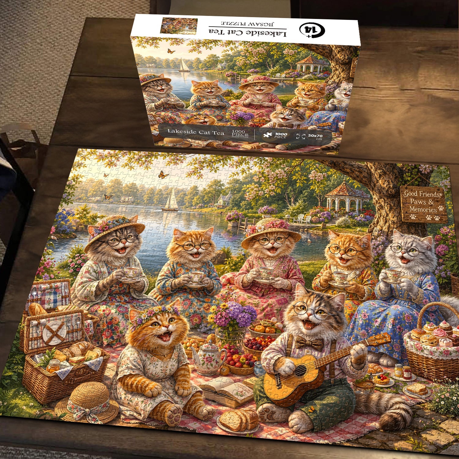 Lakeside Cat Tea Jigsaw Puzzle 1000 Piece