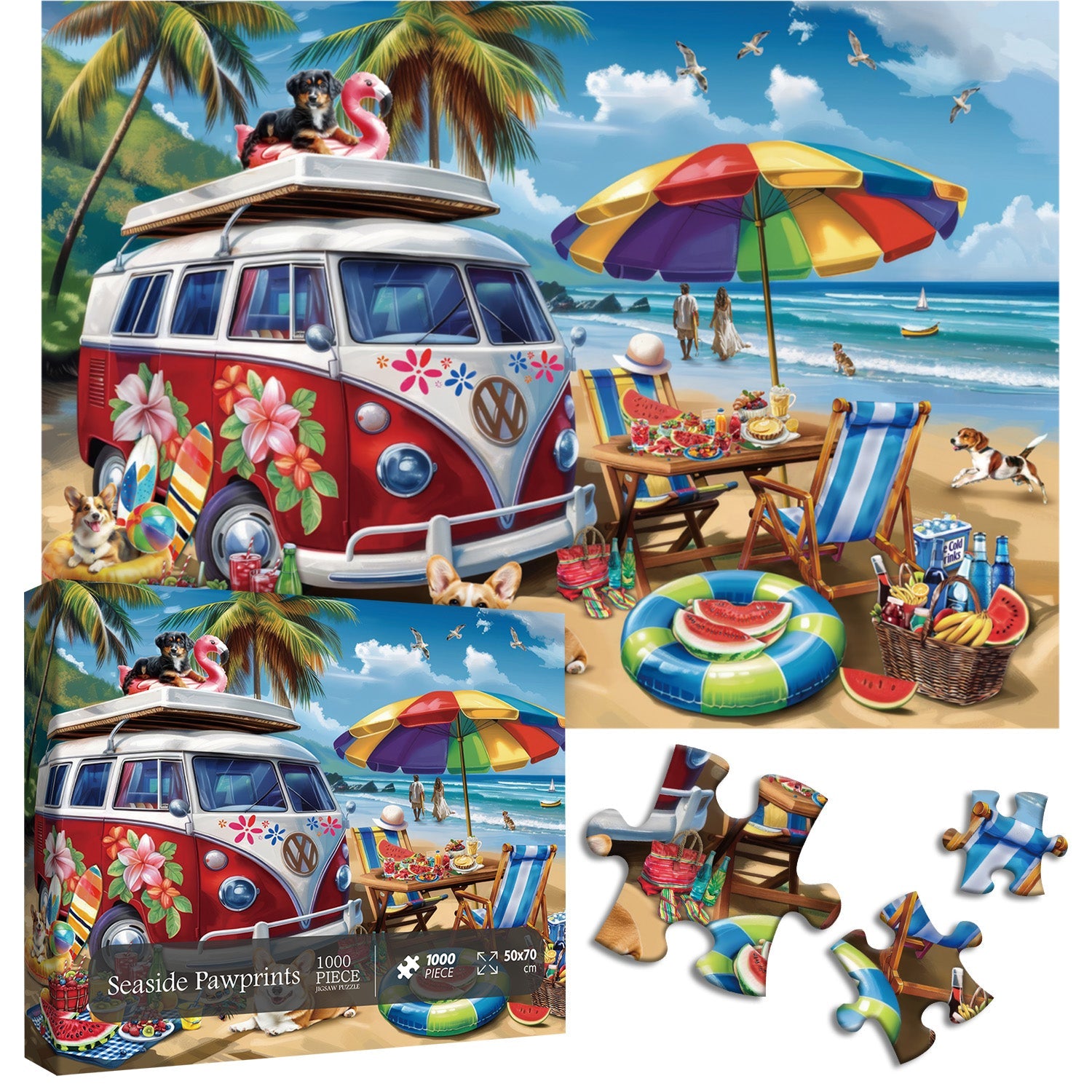 Seaside Pawprints Jigsaw Puzzle 1000 Pieces