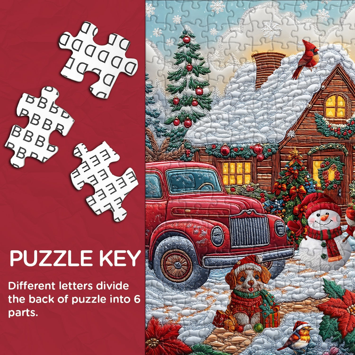 Red Truck Christmas Cottage Jigsaw Puzzles 1000 Pieces