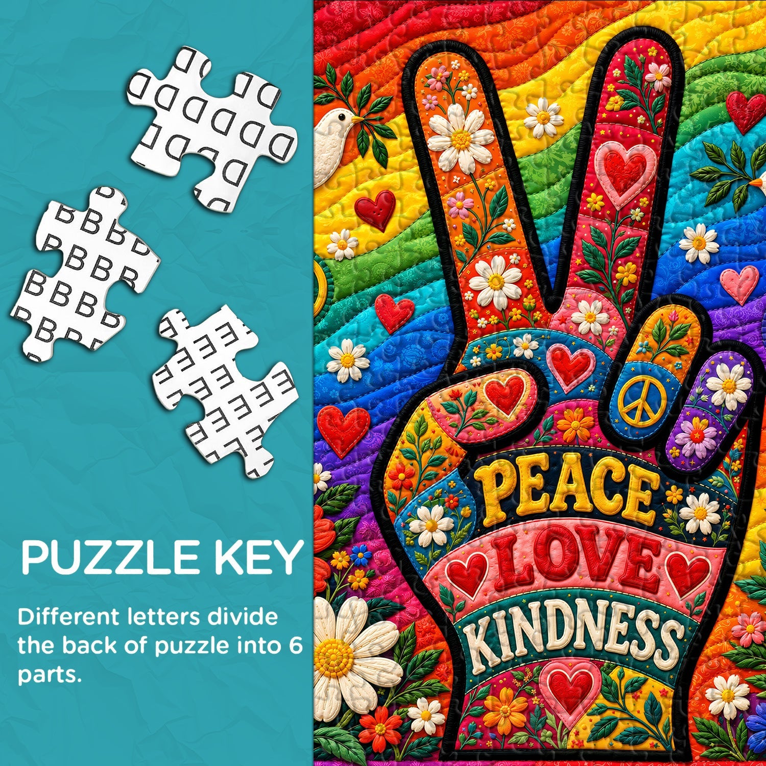 Peace, Love & Flowers Jigsaw Puzzle 1000 Pieces