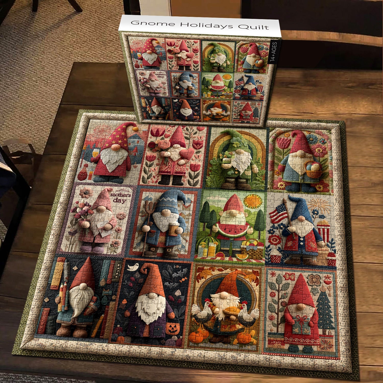 Gnome Holidays Quilt  Jigsaw Puzzles 1000 Pieces