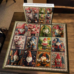 Gnome Holidays Quilt  Jigsaw Puzzles 1000 Pieces