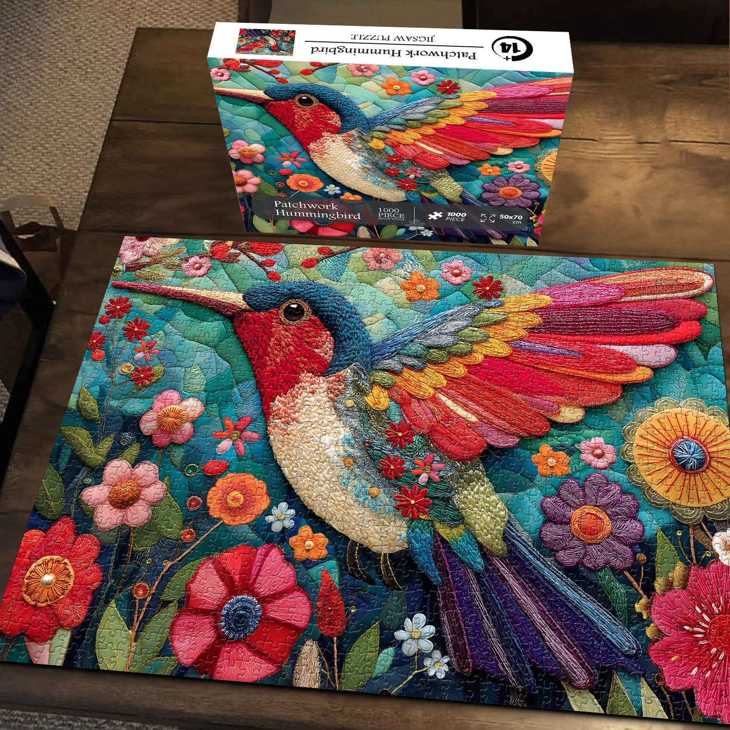 Patchwork Hummingbird Jigsaw Puzzle 1000 Pieces