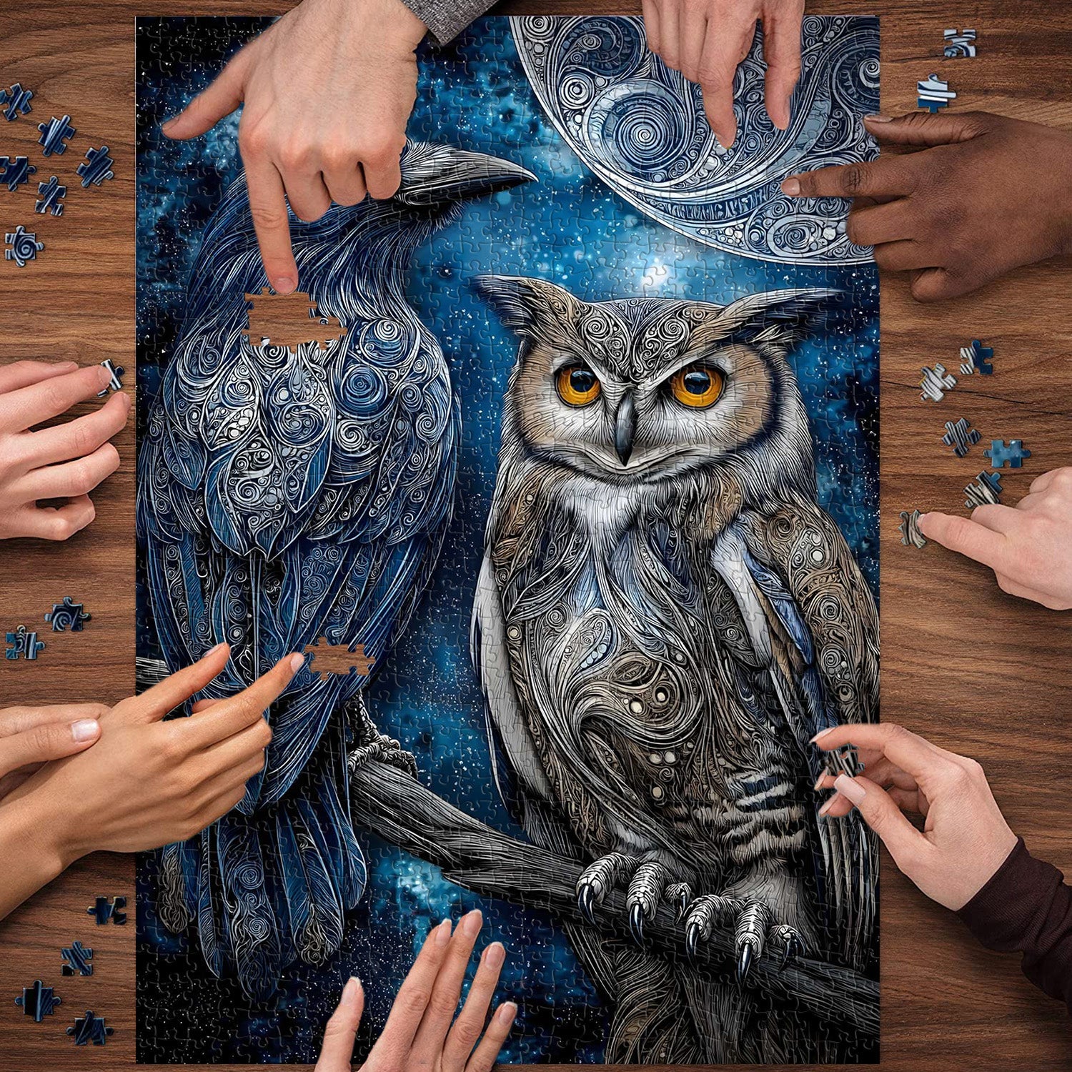 Moonlit Raven Owl Jigsaw Puzzle 1000 Pieces