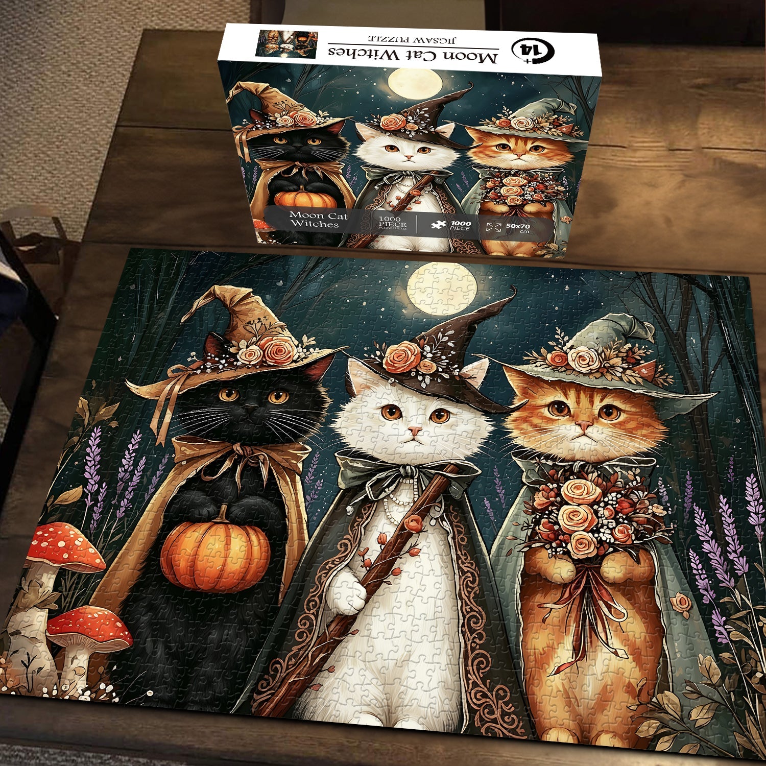 Moon Cat Witches  Jigsaw Puzzle 1000 Piece