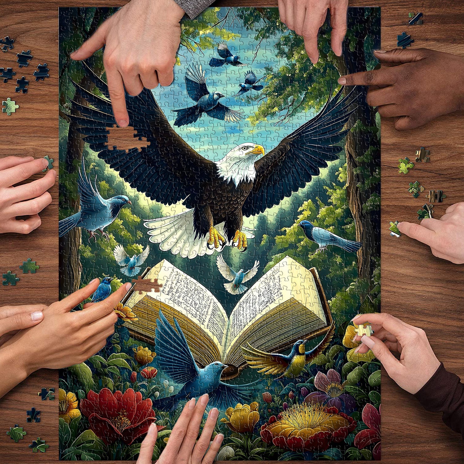 ``Eagle Plumes Pages Puzzle de 1000 pièces``