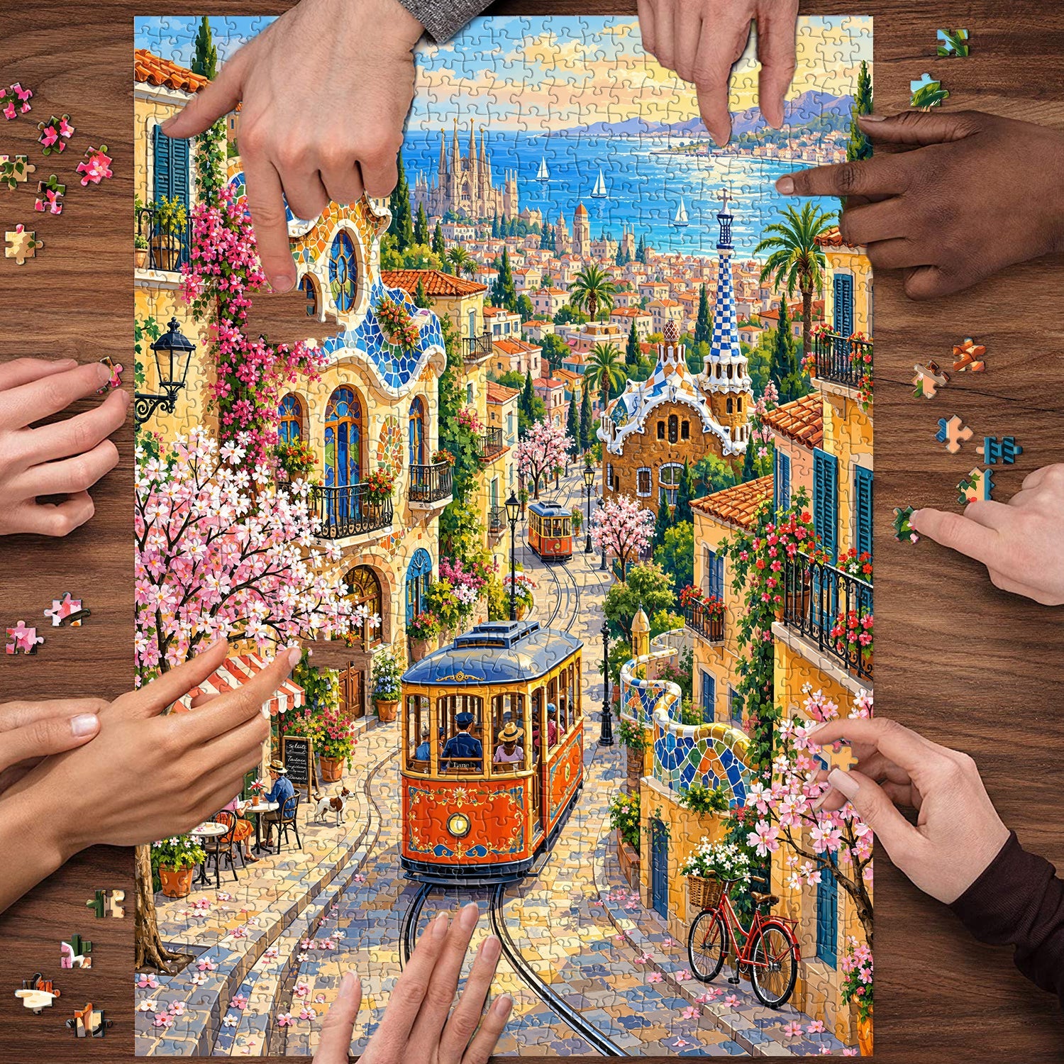 Barcelona Spring Tram Jigsaw Puzzle 1000 Pieces