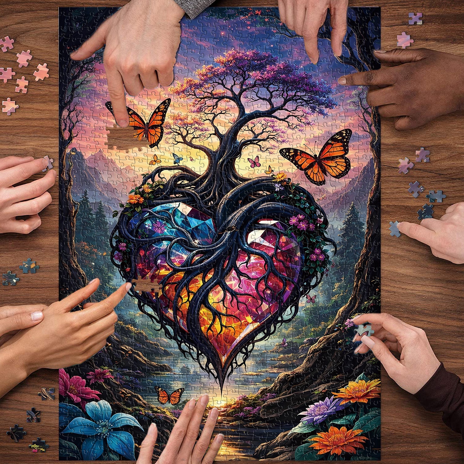 Puzzle en forme d'arbre cœur, 1000 pièces