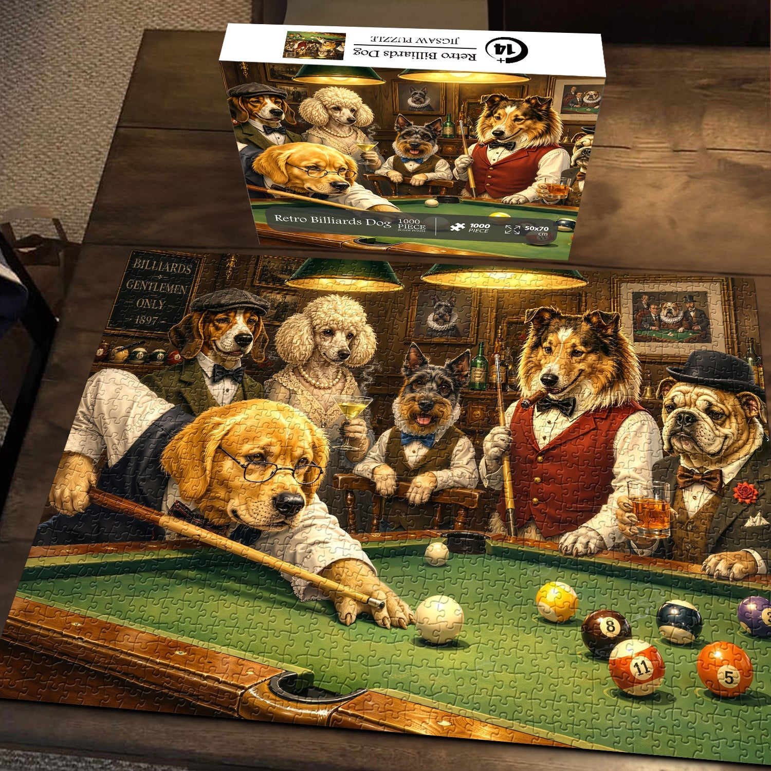Retro Billiards Dog Jigsaw Puzzle 1000 Piece
