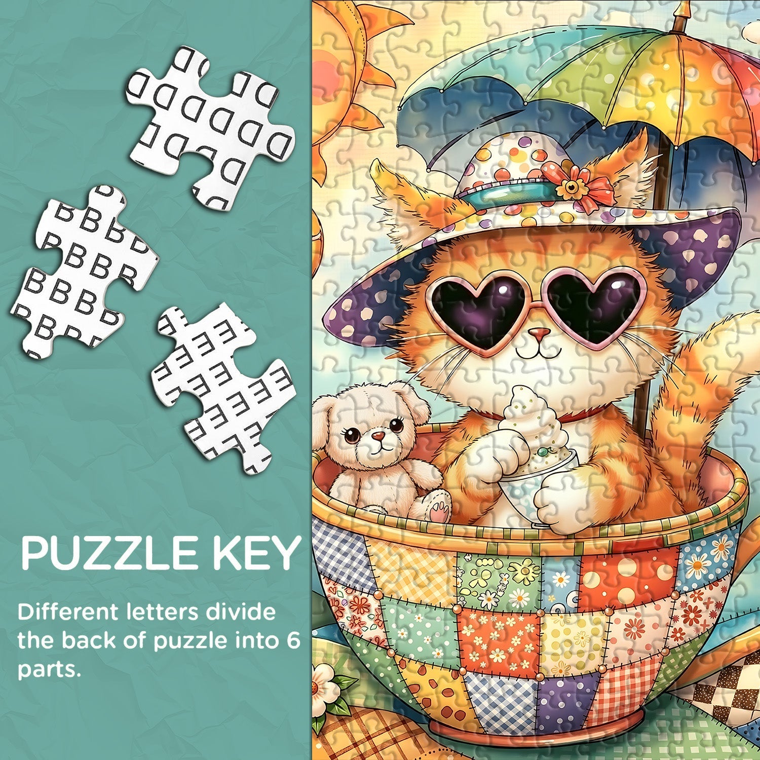 Cute Cat in Teacup Jigsaw Puzzle 1000 Pieces