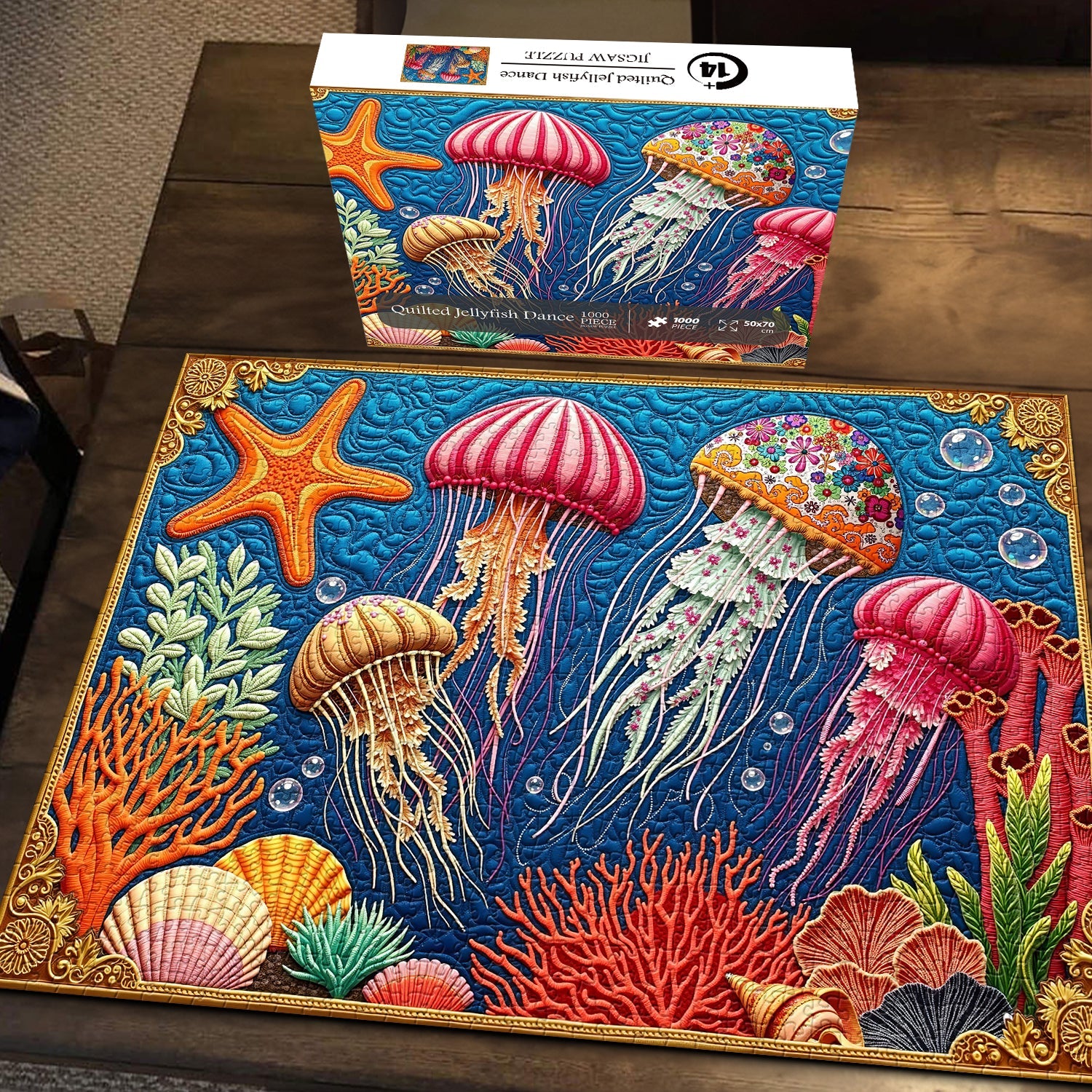 Quilted Jellyfish Dance Jigsaw Puzzle 1000 Pieces