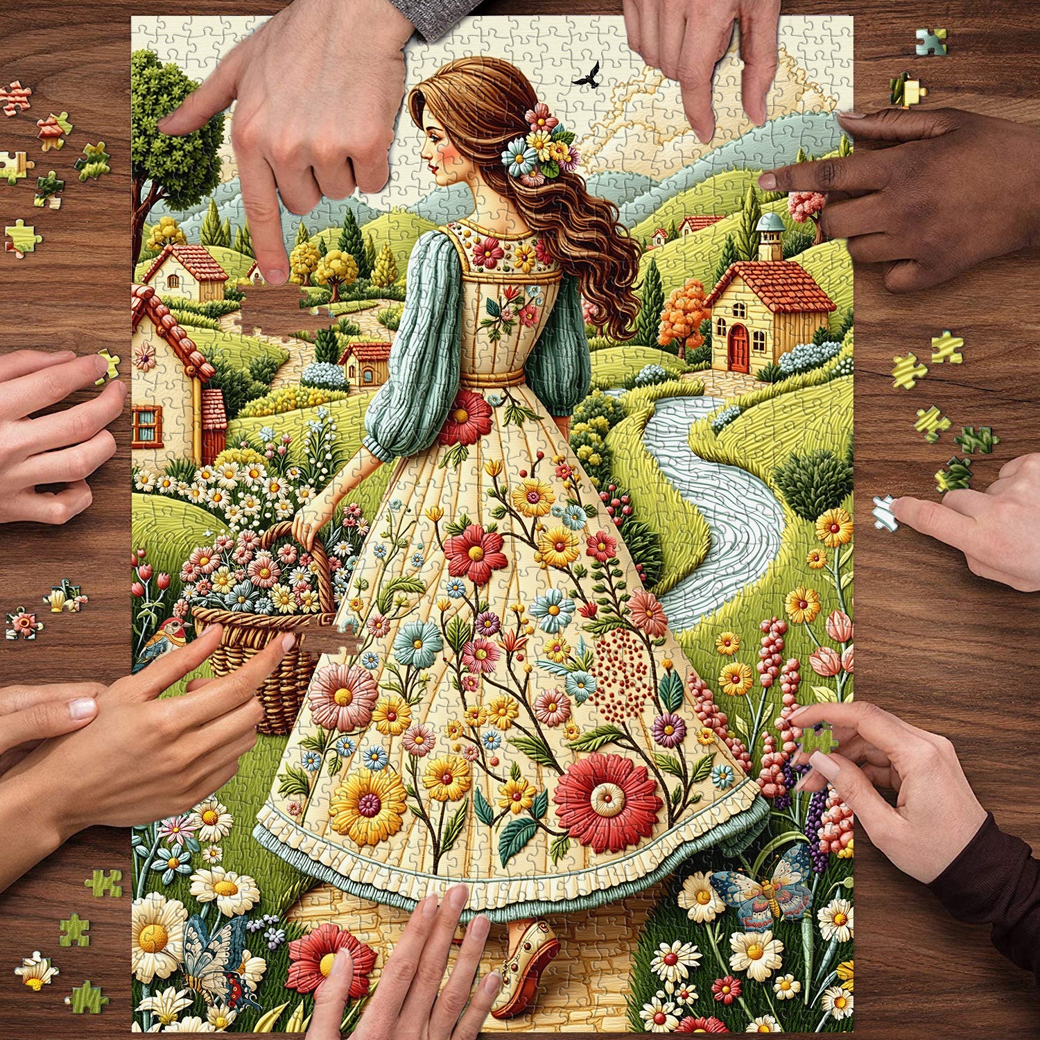Floral Country Lady Jigsaw Puzzle 1000 Pieces