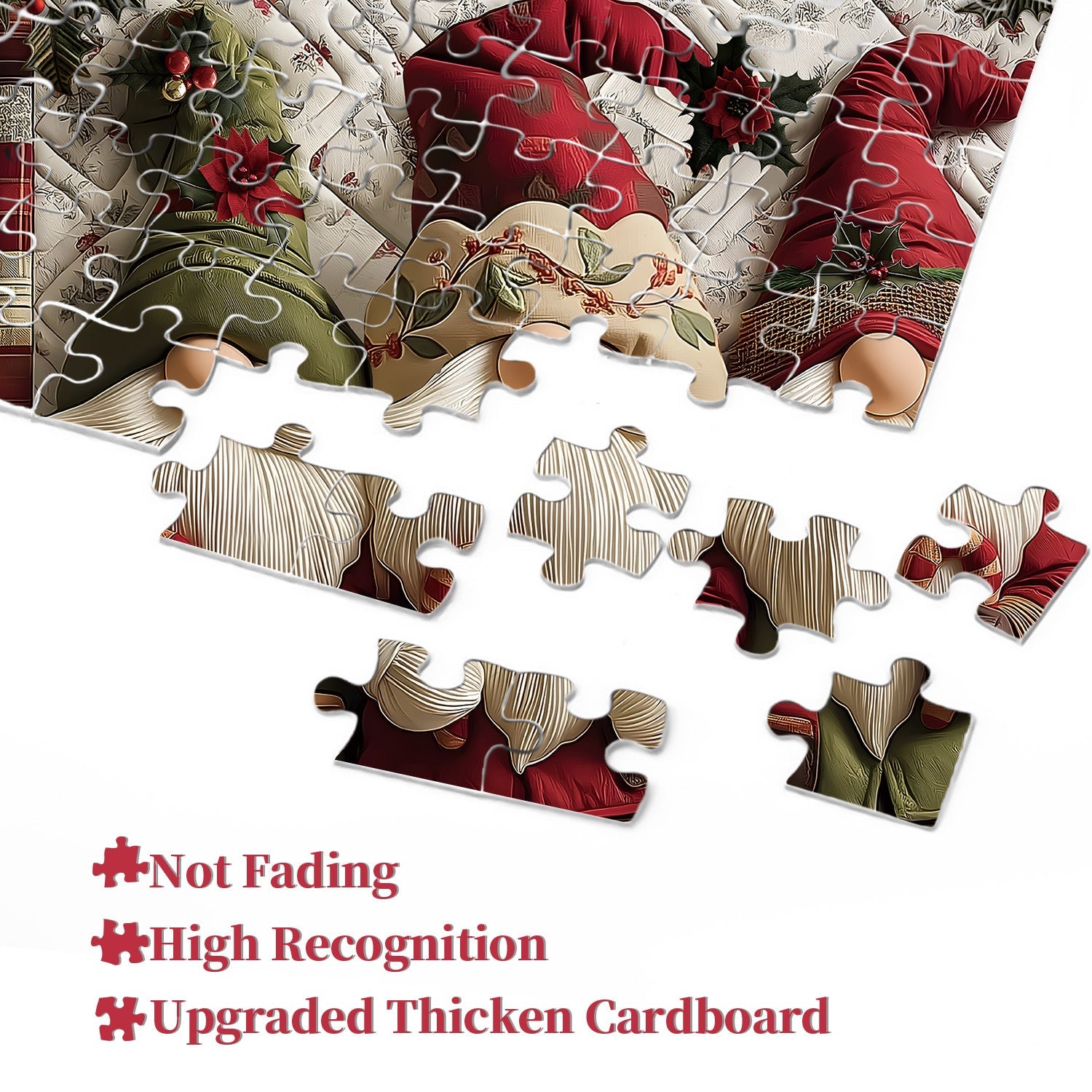 Fabric Christmas Gnome Jigsaw Puzzles 1000 Pieces