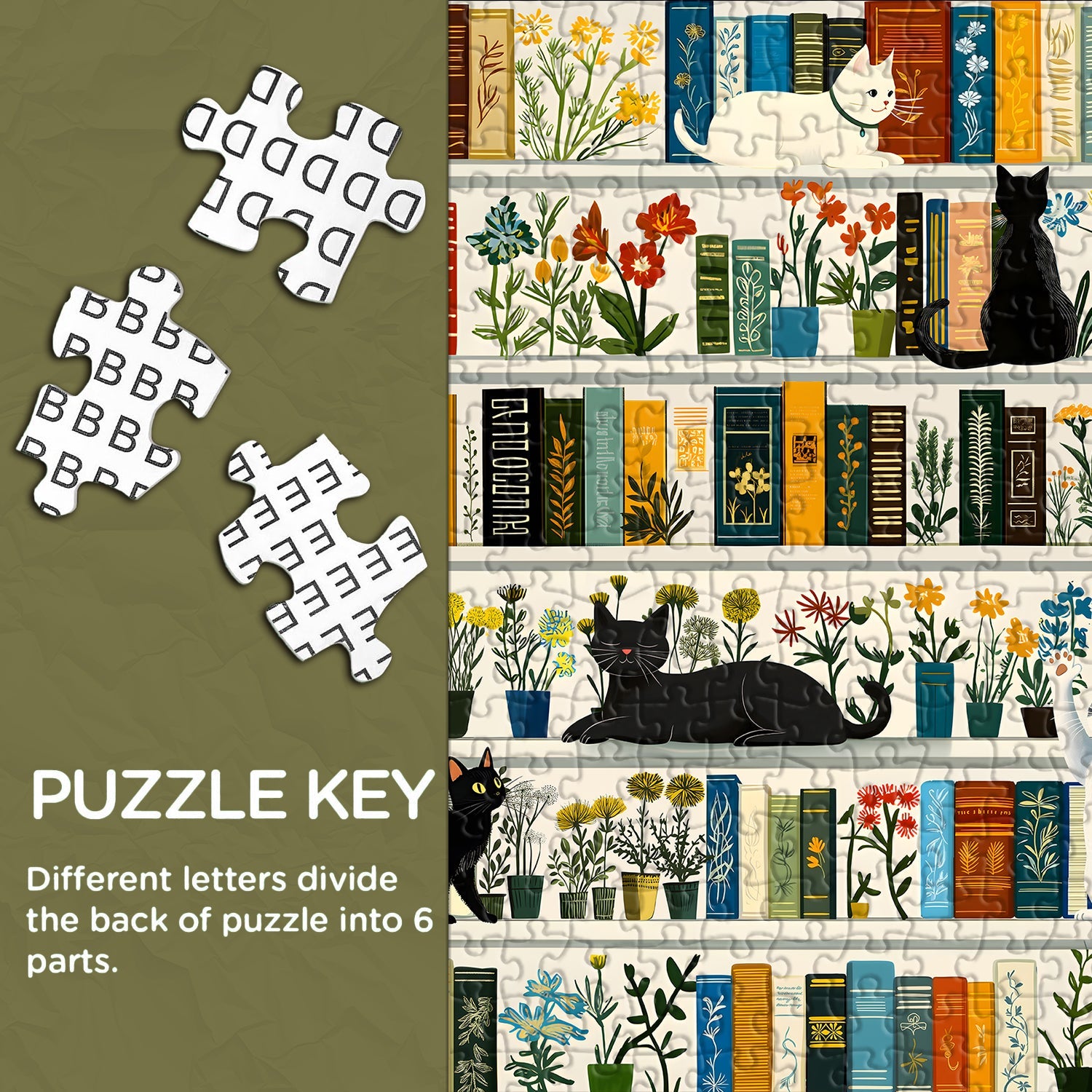 Bookshelf Cats Jigsaw Puzzle 1000 Pieces