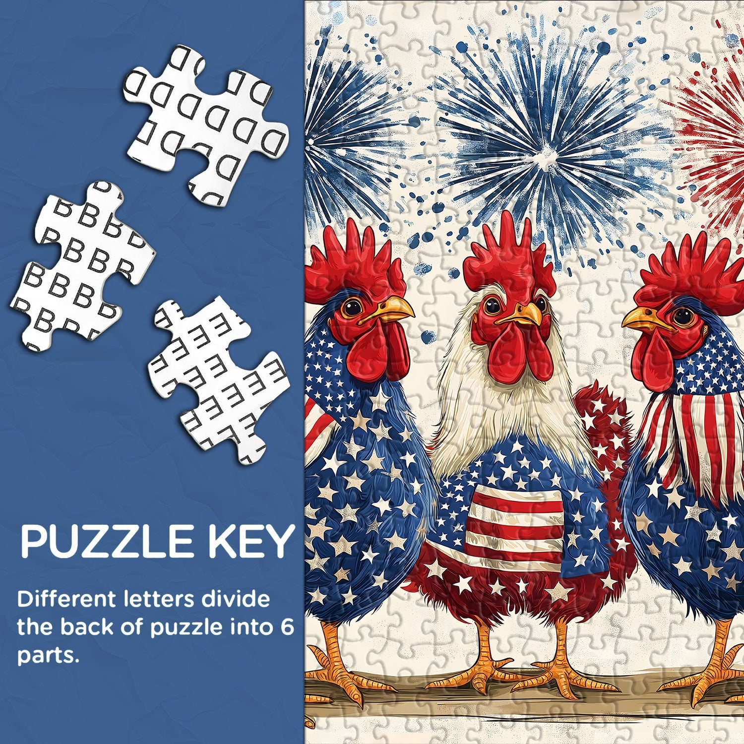 Patriotic Roosters Jigsaw Puzzle 1000 Pieces