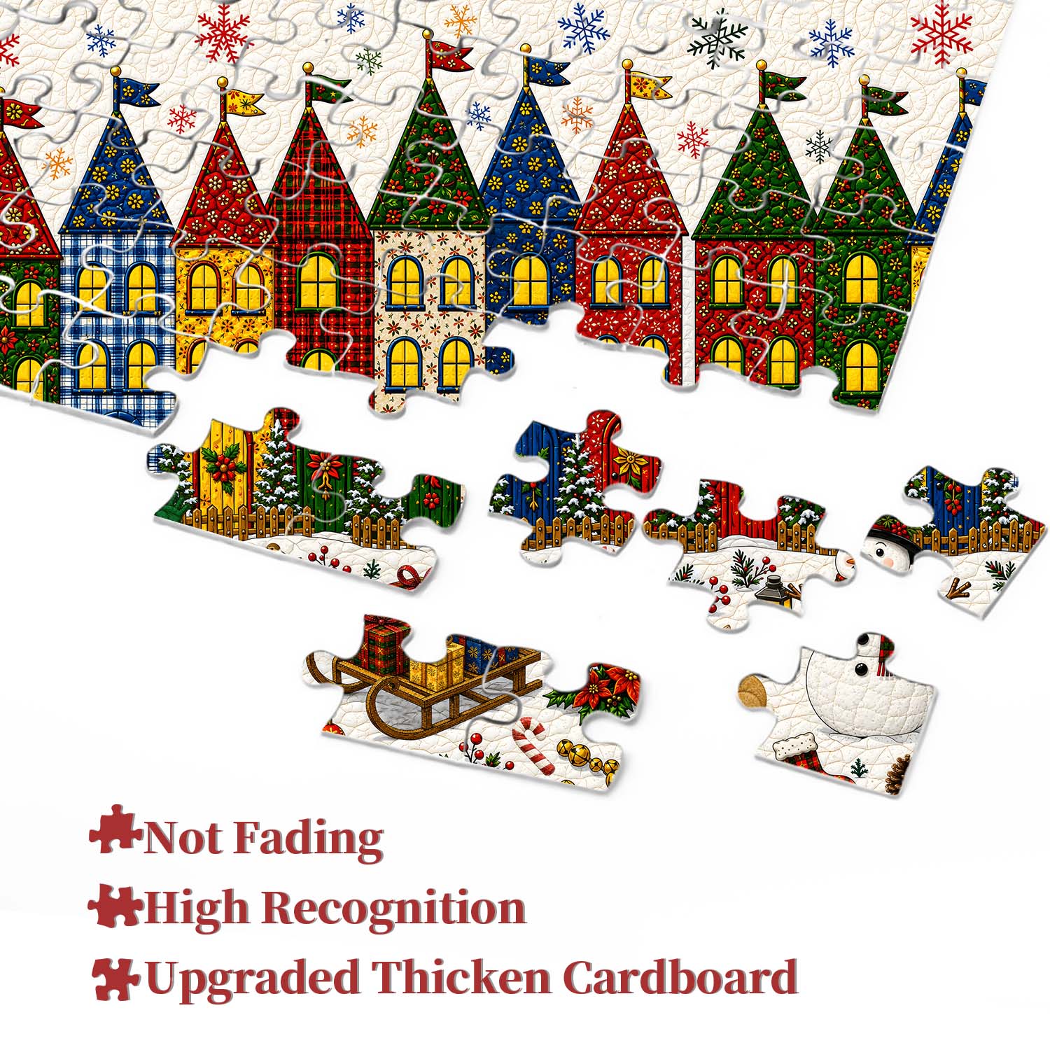 Quilted Christmas Town Jigsaw Puzzle 1000 Pieces