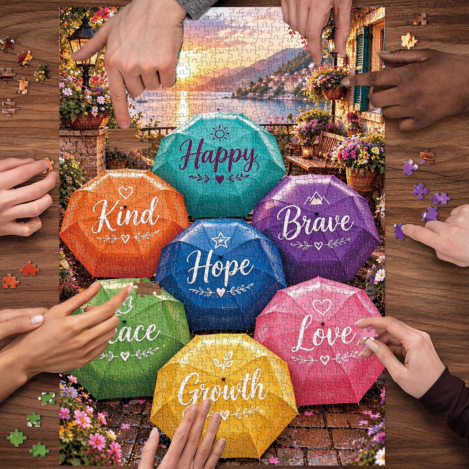 Rainbow Umbrellas Jigsaw Puzzle 1000 Piece