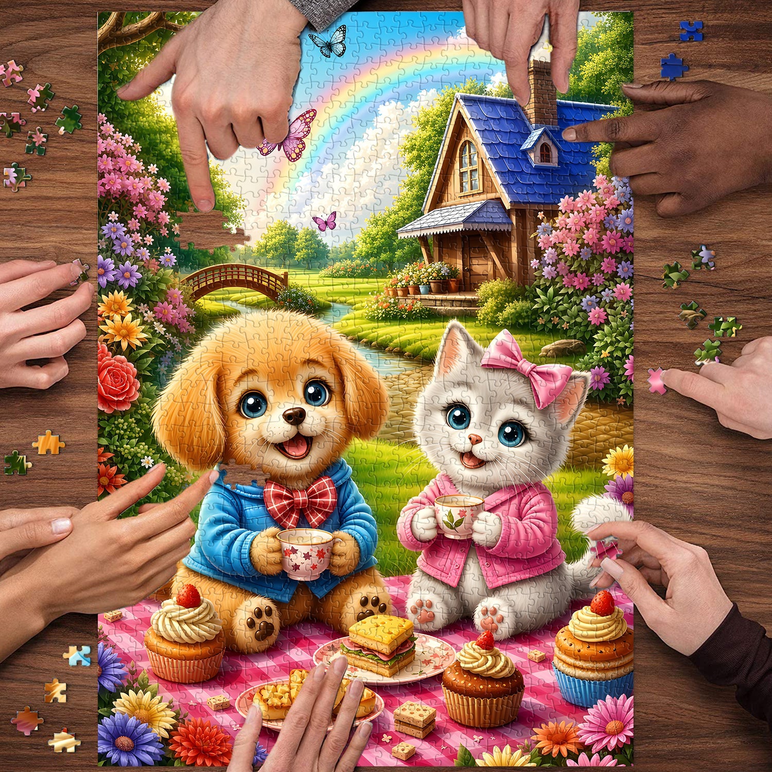 Cute pet picnic Jigsaw Puzzle 1000 Piece