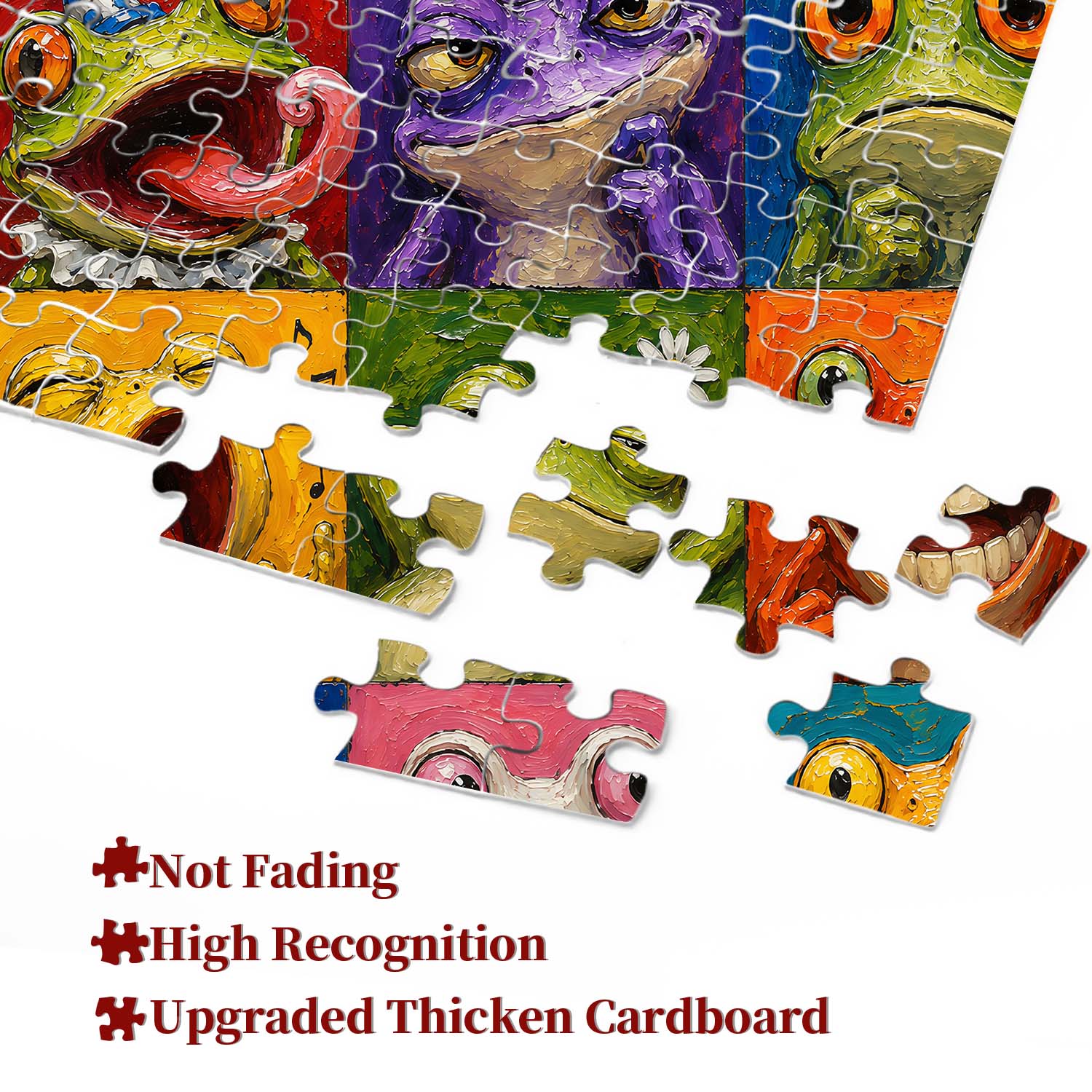Colorful Frog Faces Jigsaw Puzzle 1000 Piece