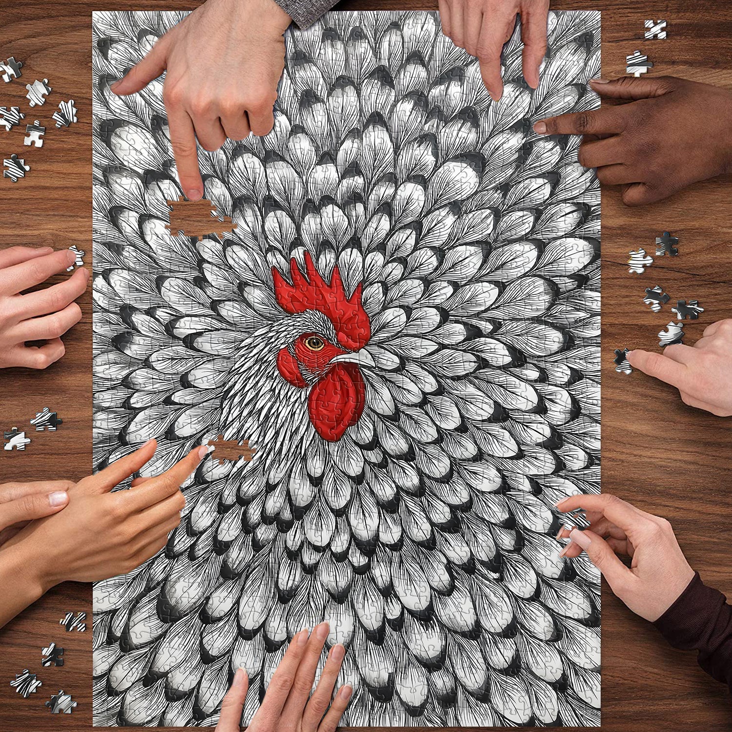 Puzzle de 1000 pièces Coq à l'encre