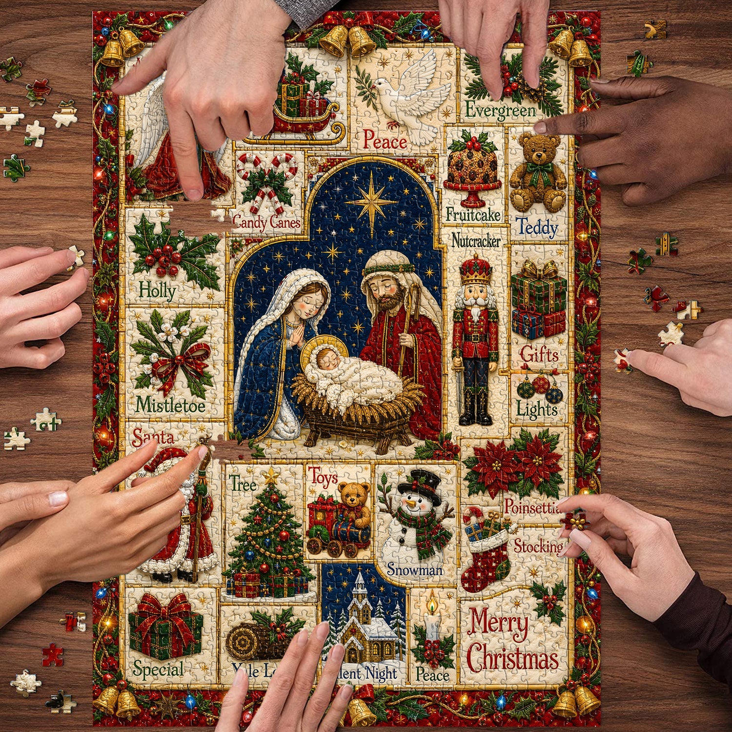 Vintage Christmas Patchwork Jigsaw Puzzle 1000 Pieces