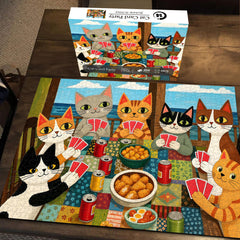Cat Card Party Jigsaw Puzzle 1000 Piece