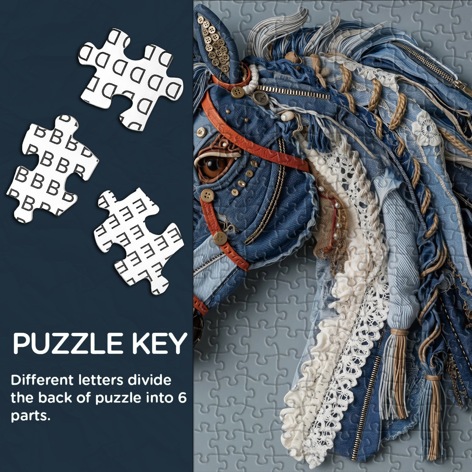 Puzzle Cheval en Denim 1000 Pièces