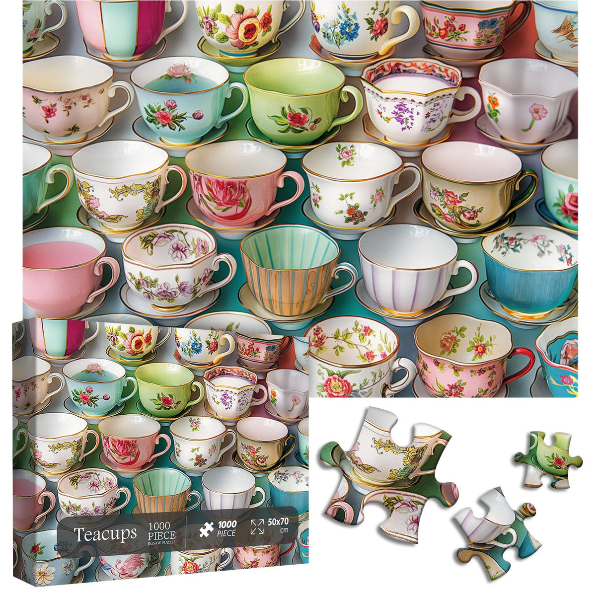 Puzzle en bois de 1000 pièces - Tasses à thé