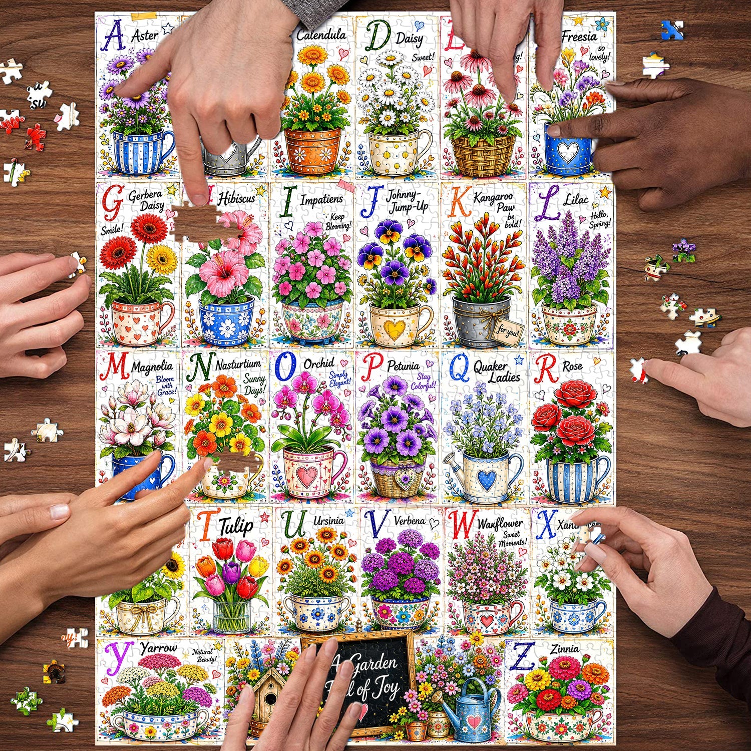 Flower Alphabet Jigsaw Puzzle 1000 Pieces
