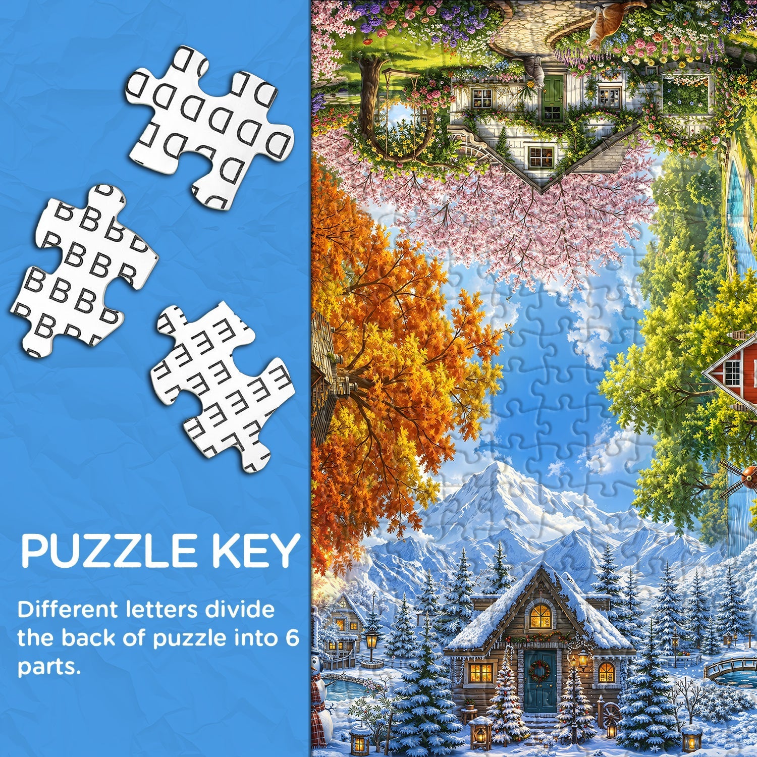 Rotating Seasons Cottage Jigsaw Puzzle 1000 Piece