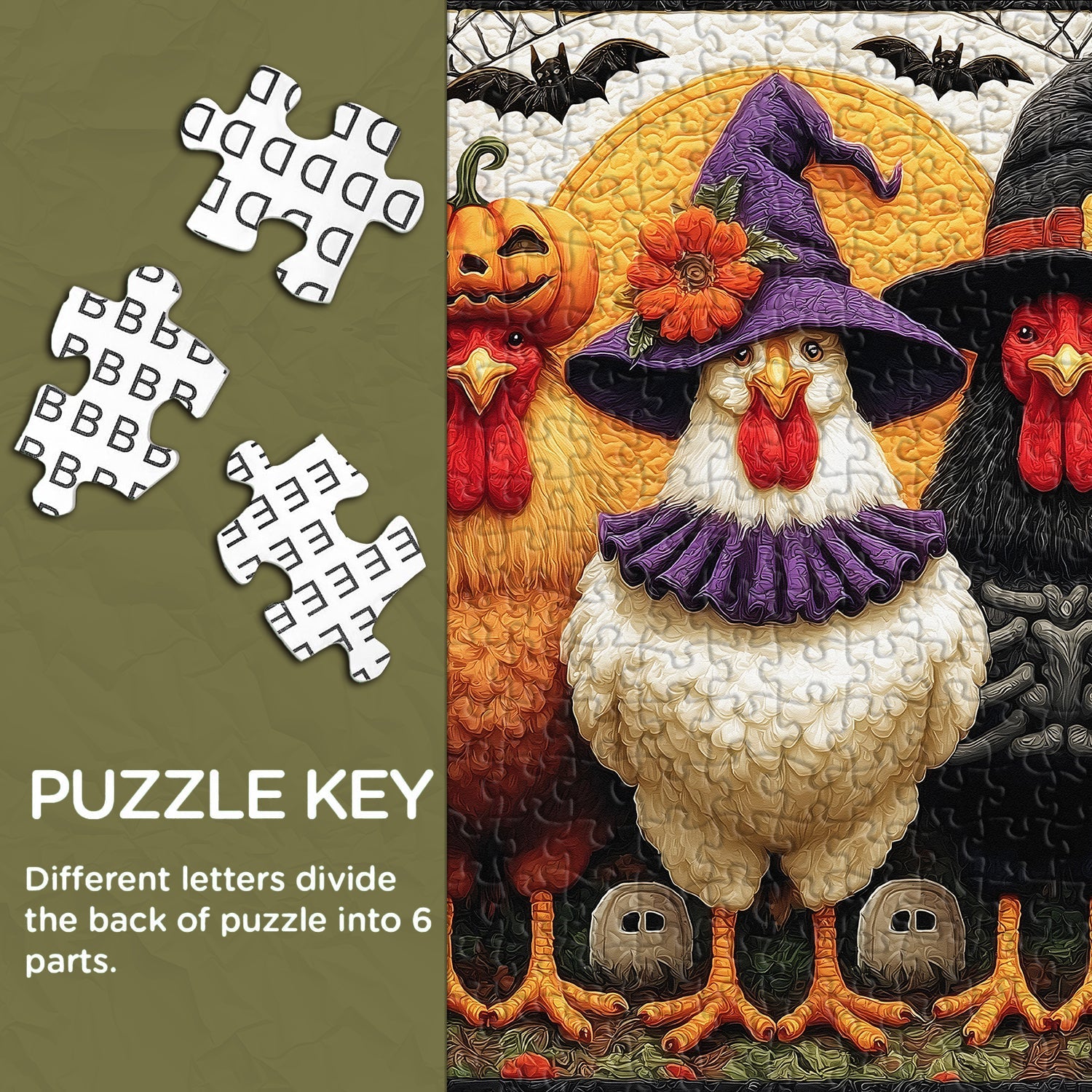 Spooky Halloween Chickens Jigsaw Puzzle 1000 Piece