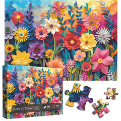 Puzzle en bois de fleurs colorées 1000 pièces