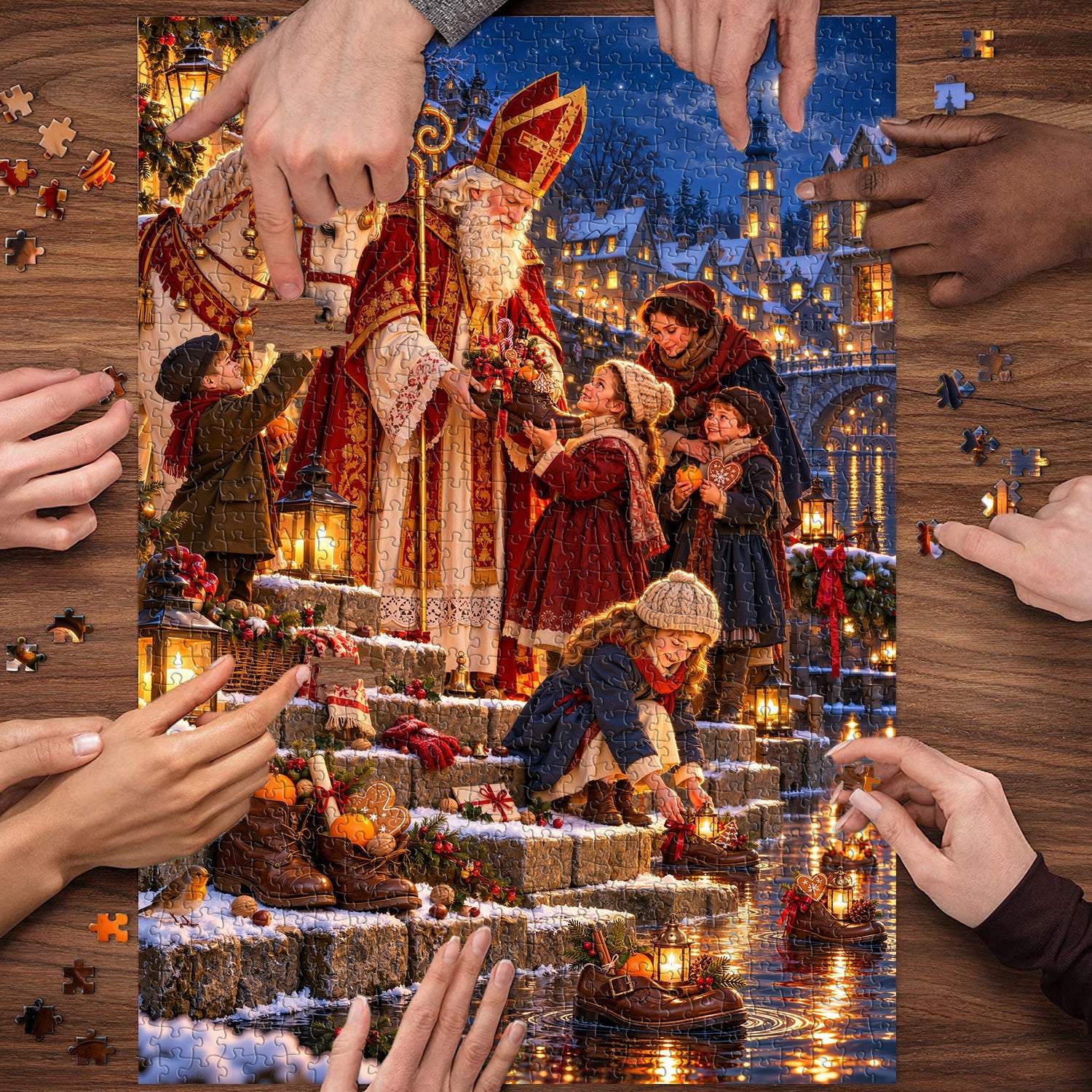 Riverside Winter Blessing Jigsaw Puzzle 1000 Pieces
