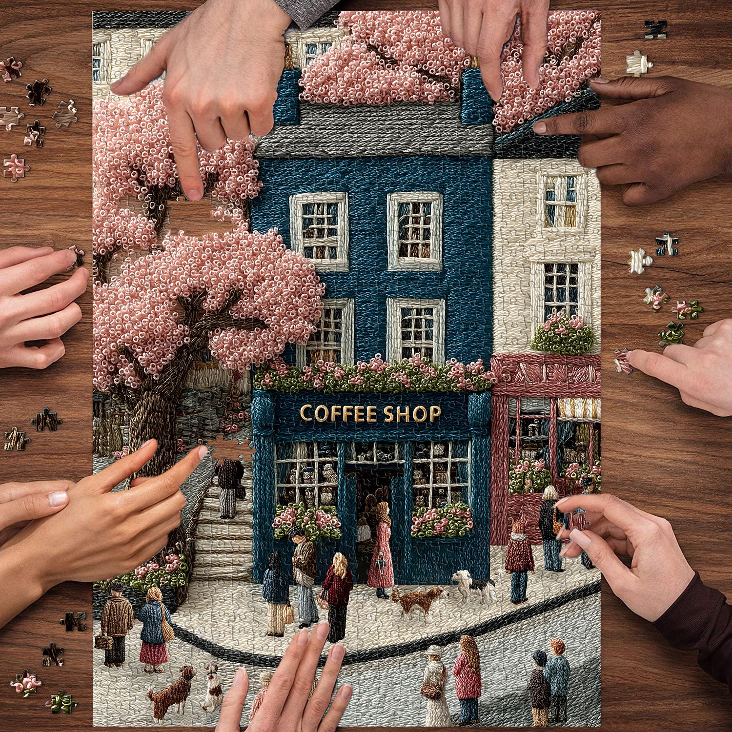 Puzzle 1000 Pièces — Rue Des Cerisiers En Fleurs
