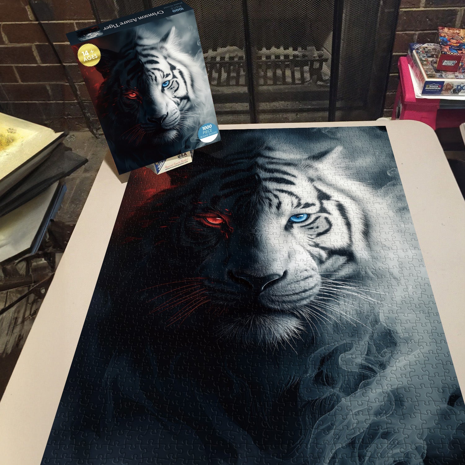 Crimson Azure Tiger Jigsaw Puzzle 1000 Pieces