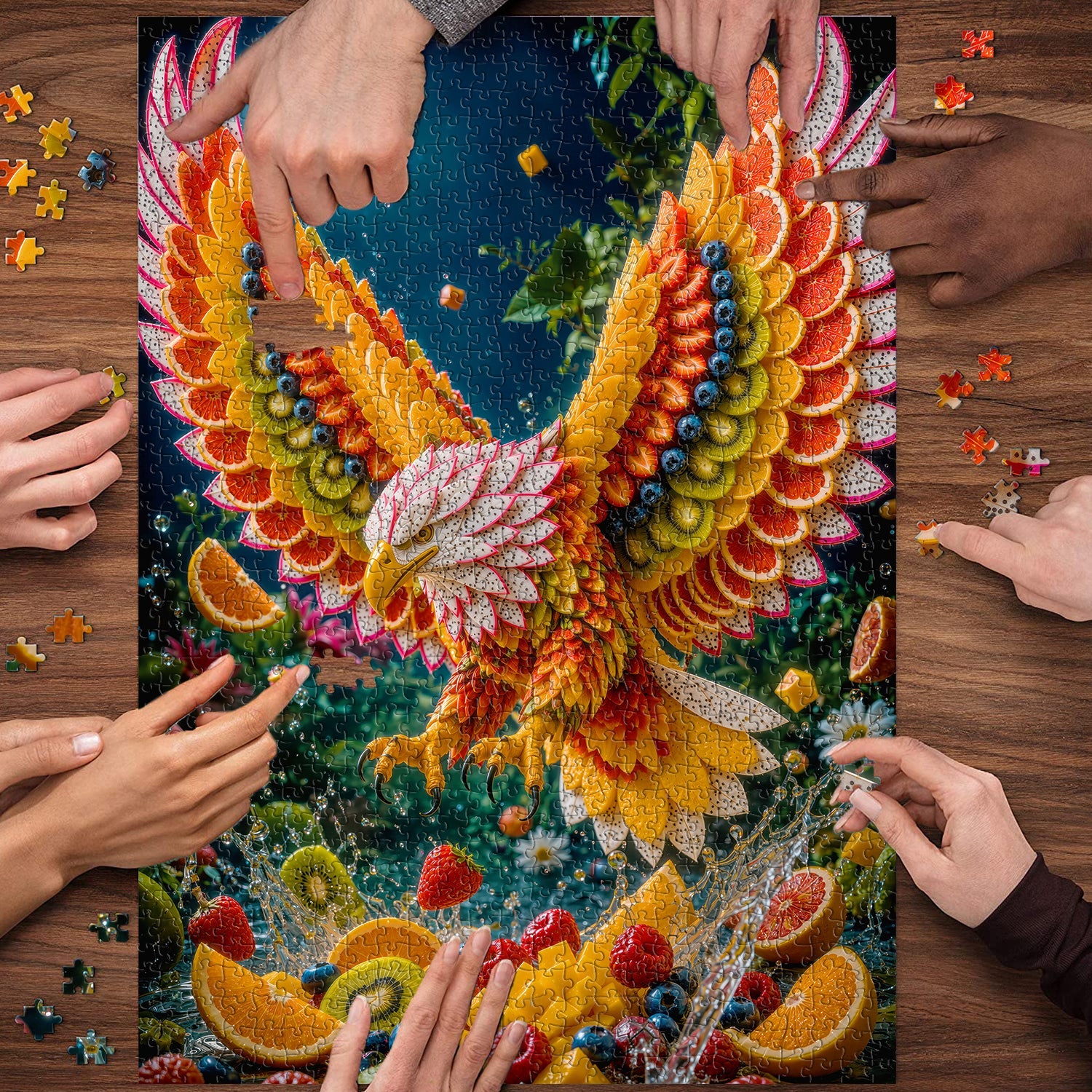Fresh Fruit Sculpture Eagle Jigsaw Puzzle 1000 Pieces