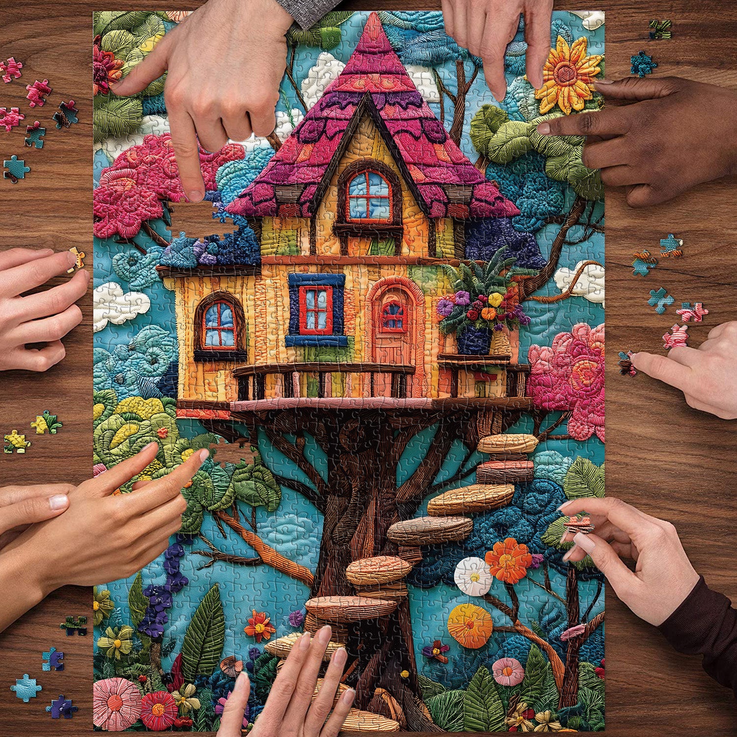 Quilted Art Treehouse Jigsaw Puzzle 1000 Pieces
