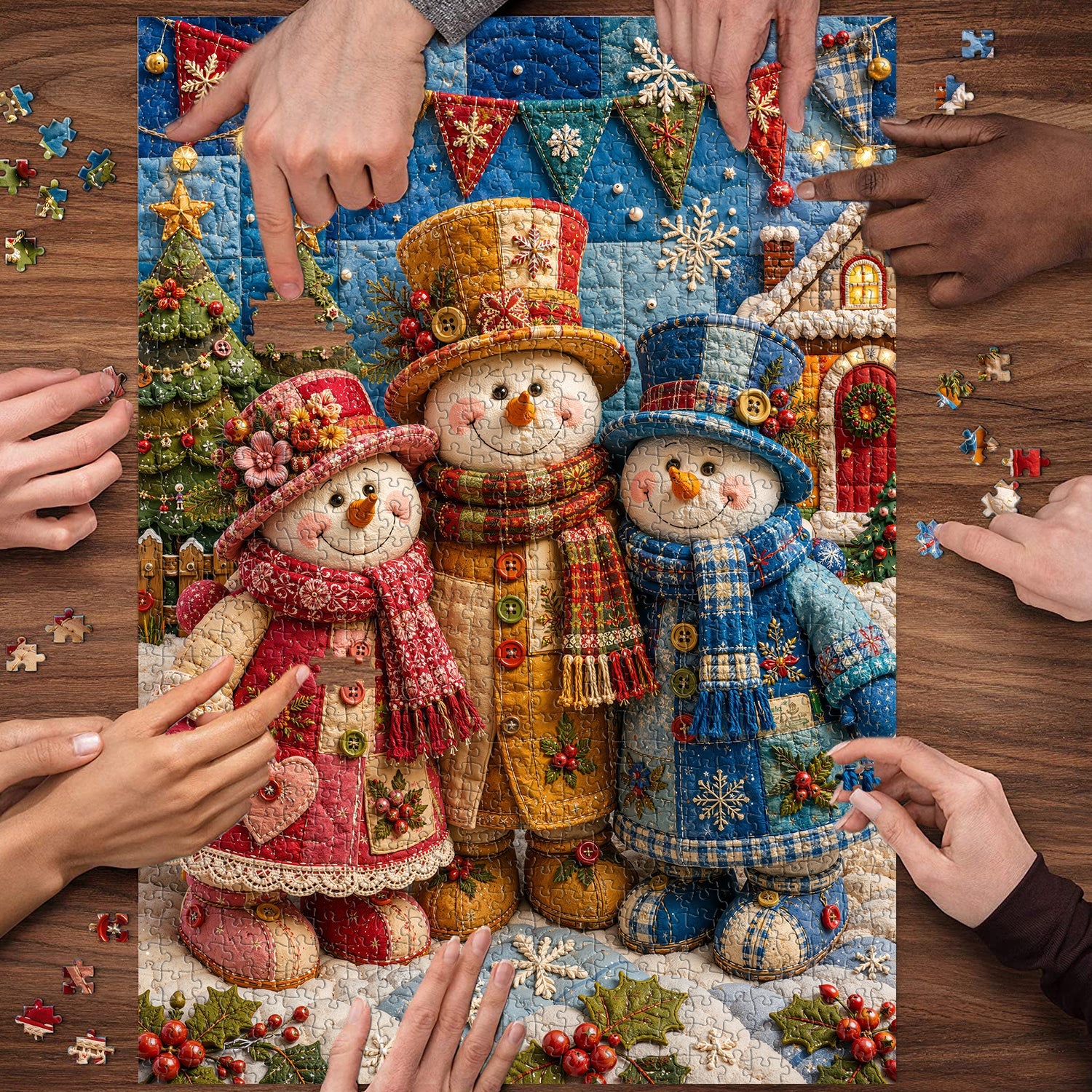 Patchwork Snow Pals Jigsaw Puzzle 1000 Pieces