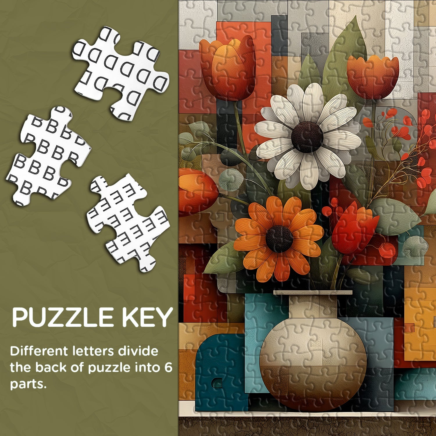 Puzzle en bois 1000 pièces « Rythme floral géométrique »
