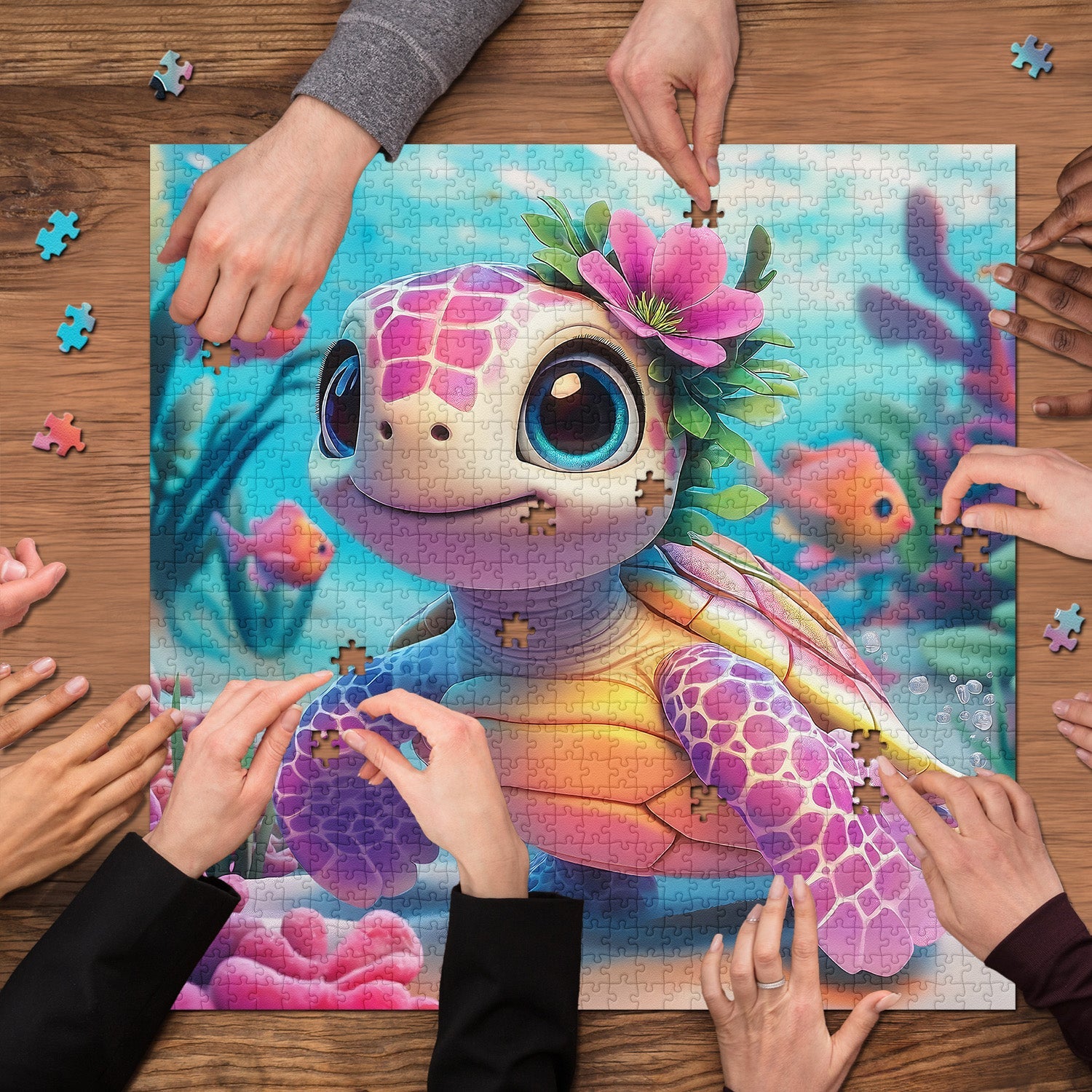 Pink Turtle Jigsaw Puzzle 1000 Pieces