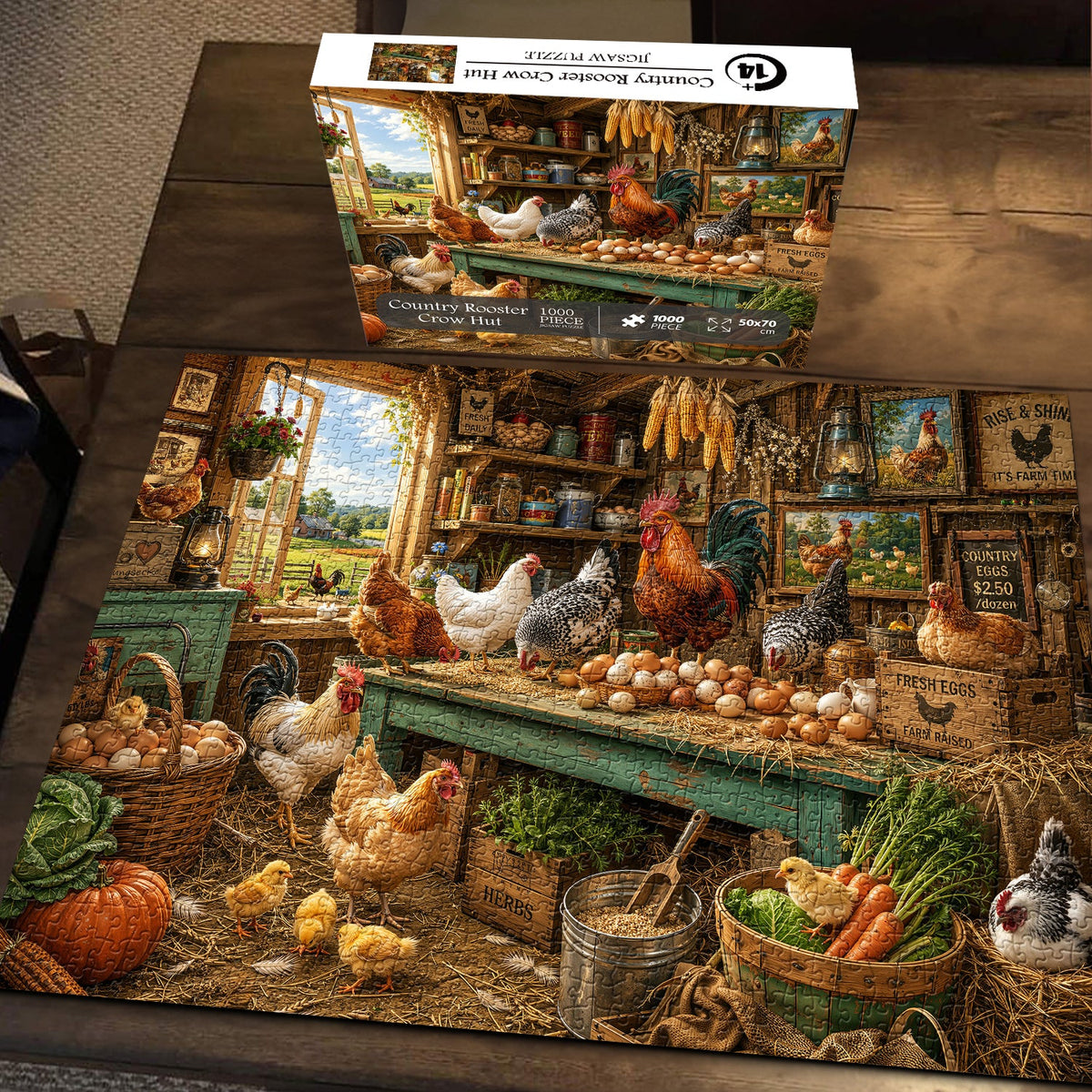 Country Rooster Crow Hut Jigsaw Puzzle 1000 Pieces