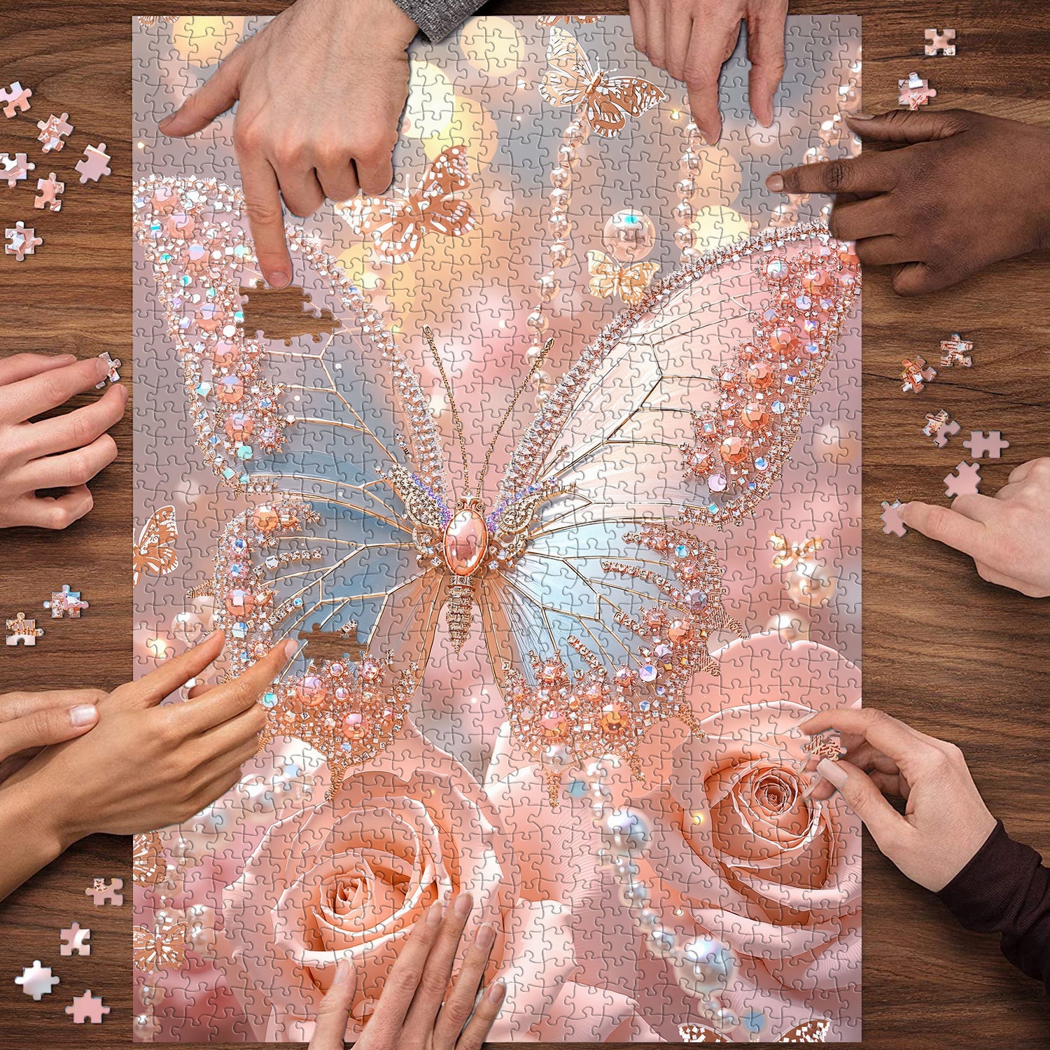 Peach Jewel Butterfly Jigsaw Puzzle 1000 Pieces